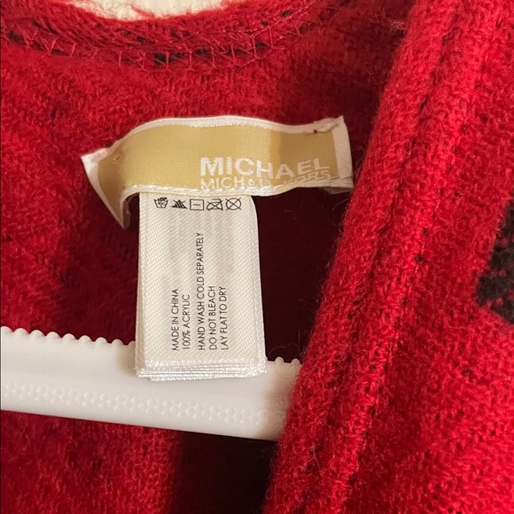 Michael Kors Red and Black Patterned Women's Poncho - Picture 3 of 4